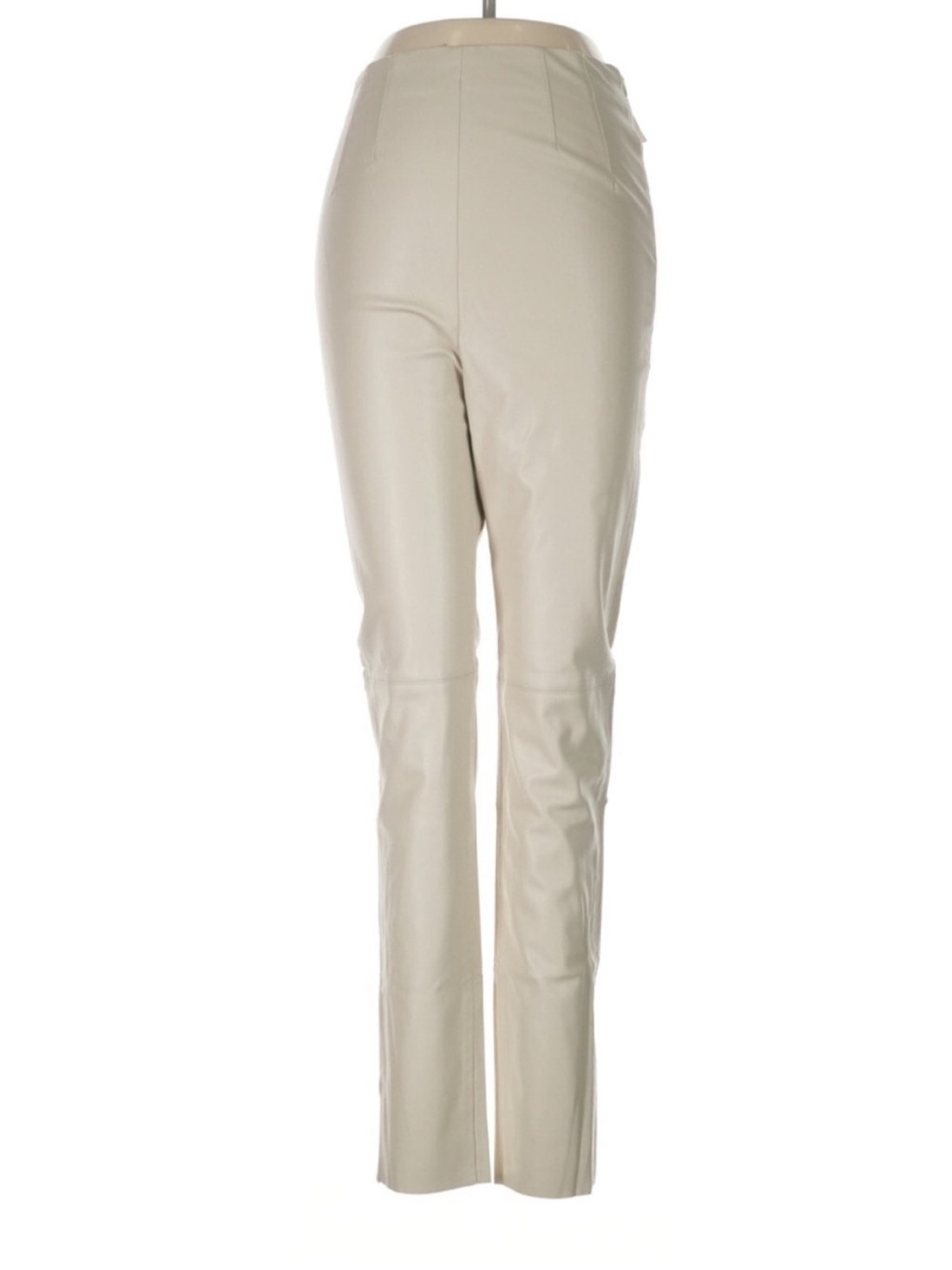 Zara NWT Cream Faux Leather Straight Leg Pants High Rise Pull On Medium